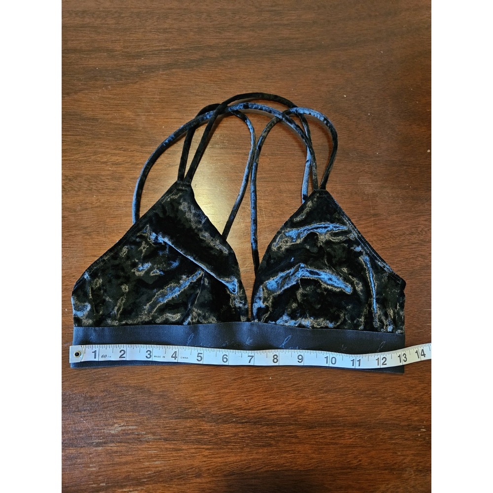 Victoria's Secret Black Velvet Bralette Love Pink Size Medium Grunge Festival - Picture 11 of 12